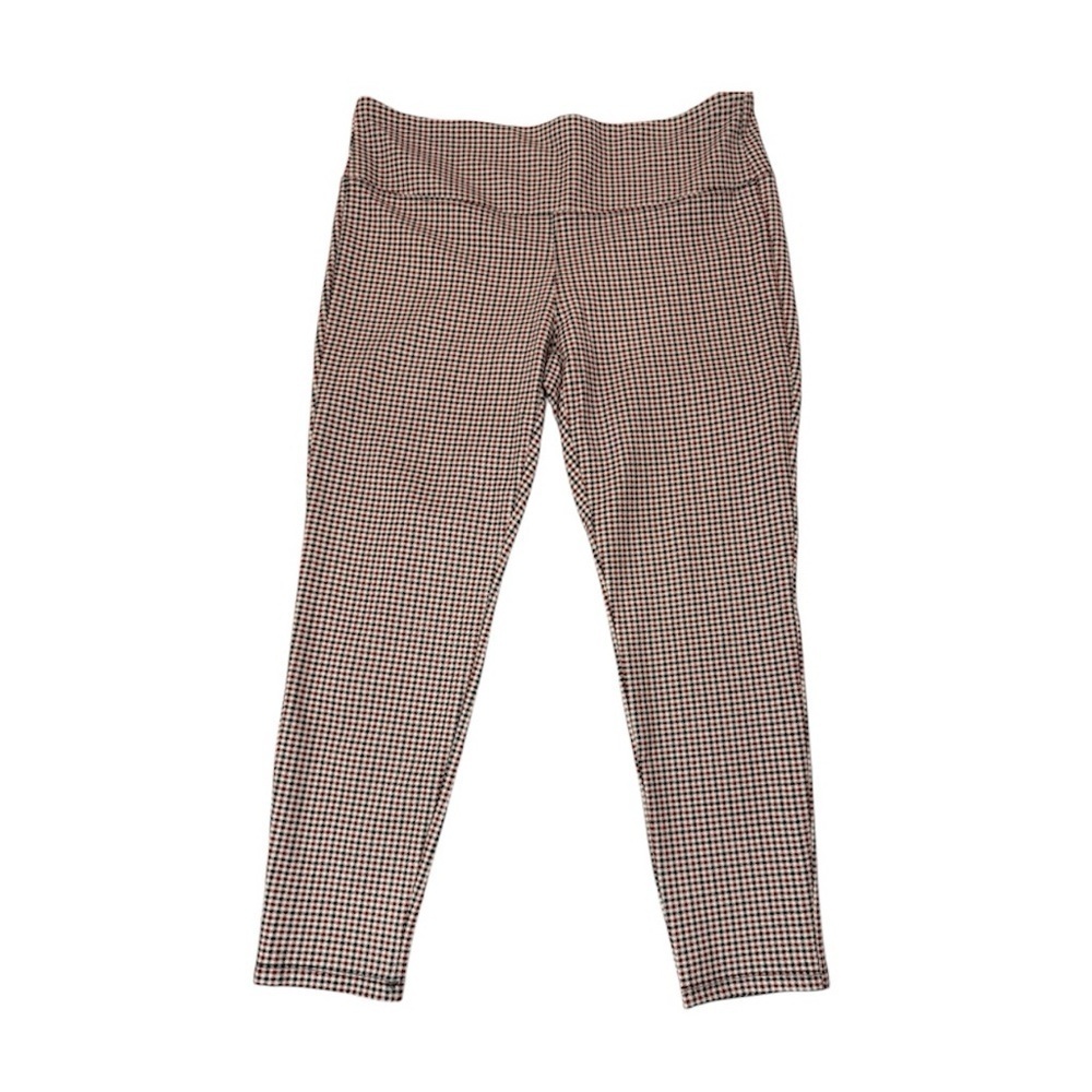 Style & Co Plaid Ponte Pull On Skinny Pants XL Red Cream Career Pant